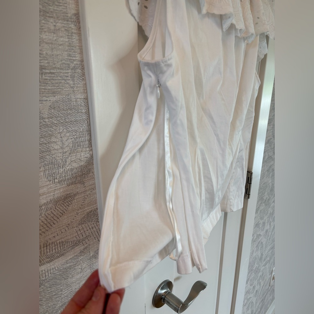 90s Jones New Tork White Off Shoulder Eyelet Blouse Preppy Corset Size XL - Picture 5 of 8